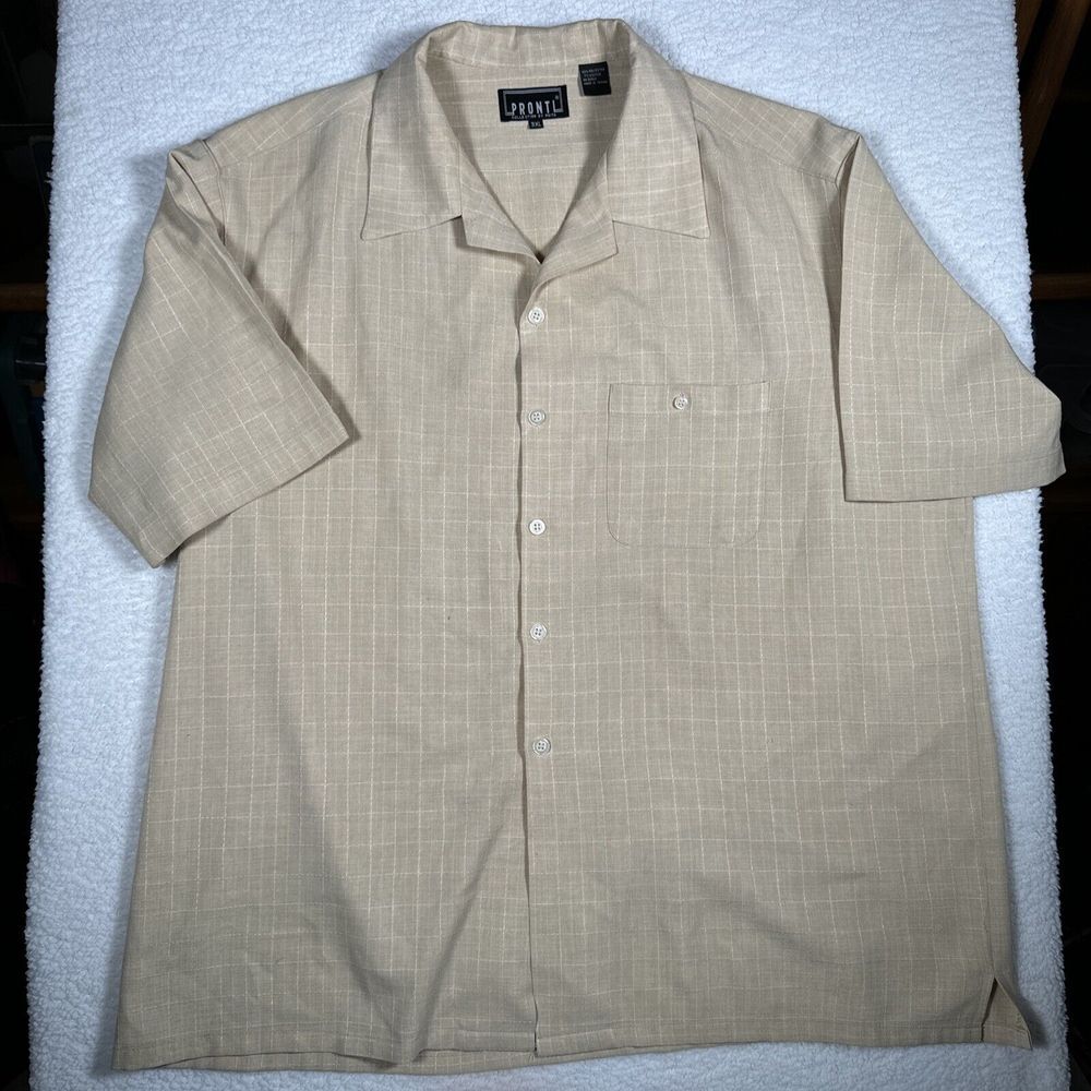 Pronti Collection by‎ Phita Men's Shirt 3XL Tan Short Sleeve Button Up